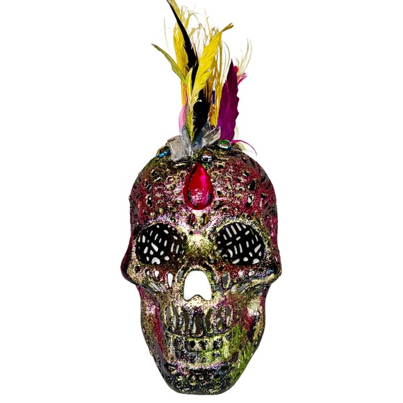The Individualist, Feather Mohawk’d Skull Art Piece - Picture 7 of 15